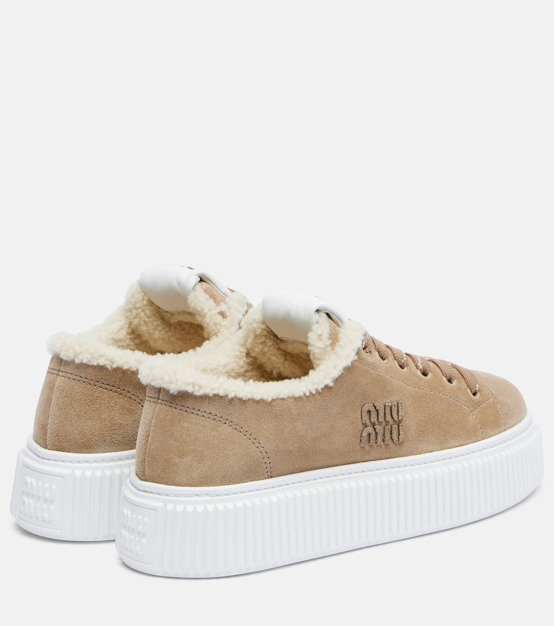 Miu Miu - Shearling-lined suede platform sneakers