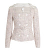 Huishan Zhang Pink Tweed Embellished Goldie Jacket