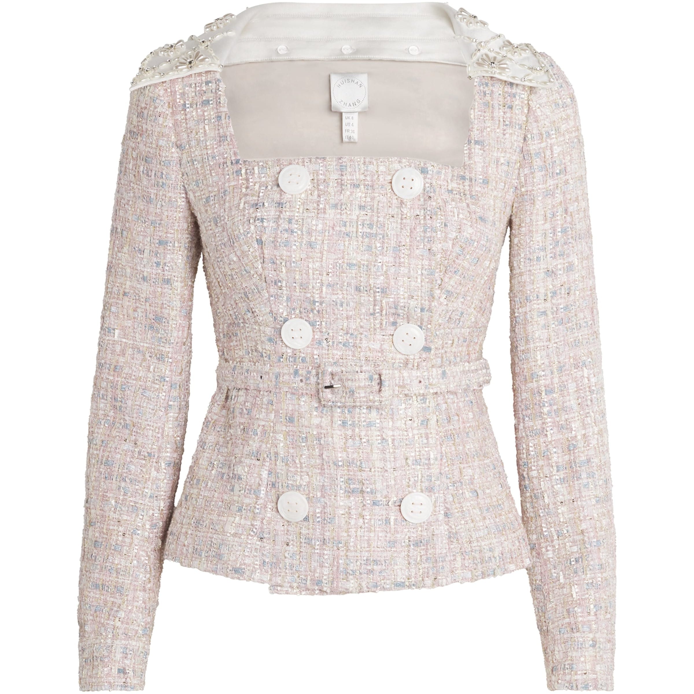 Pink Tweed Embellished Goldie Jacket