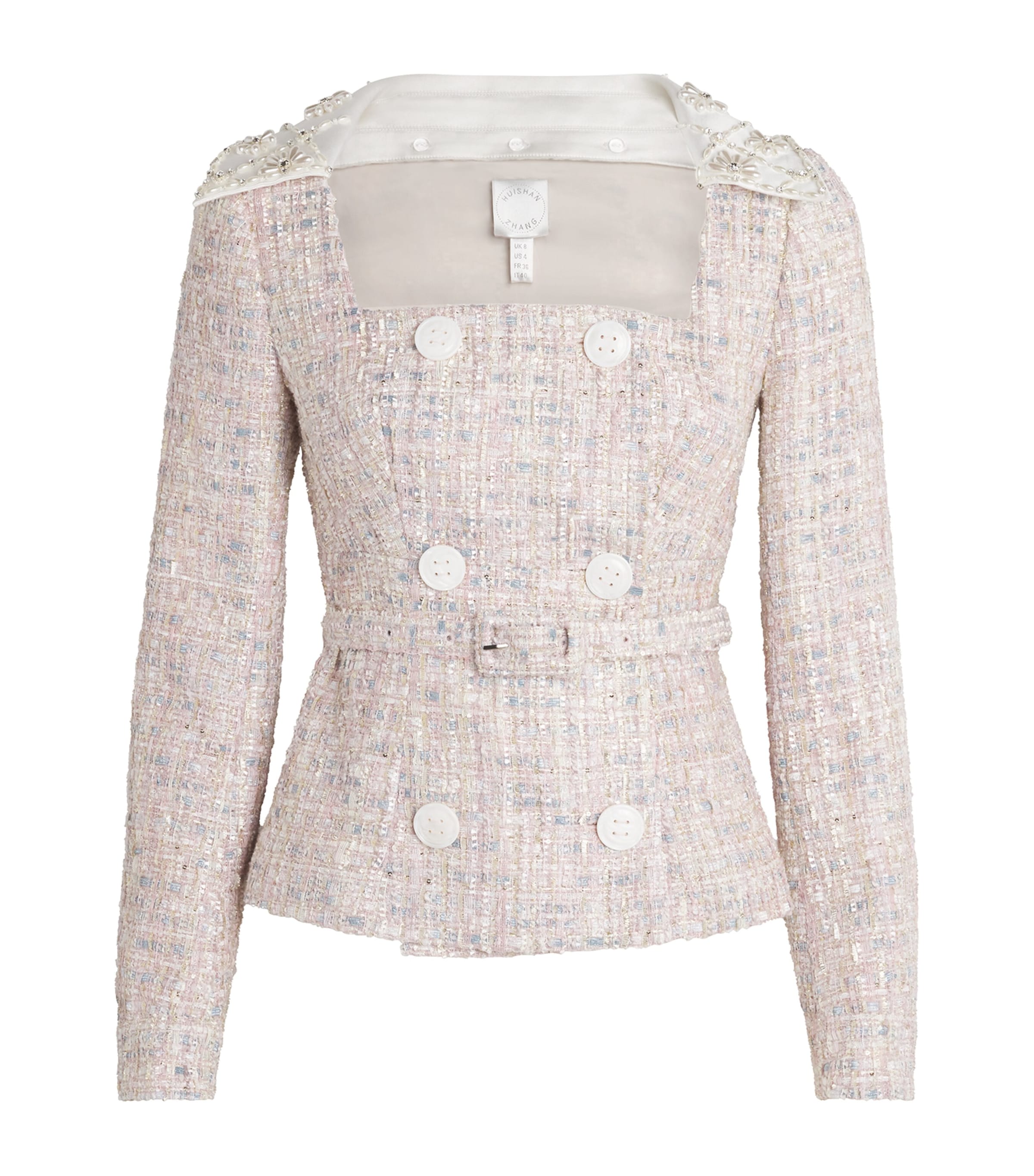 Pink Tweed Embellished Goldie Jacket