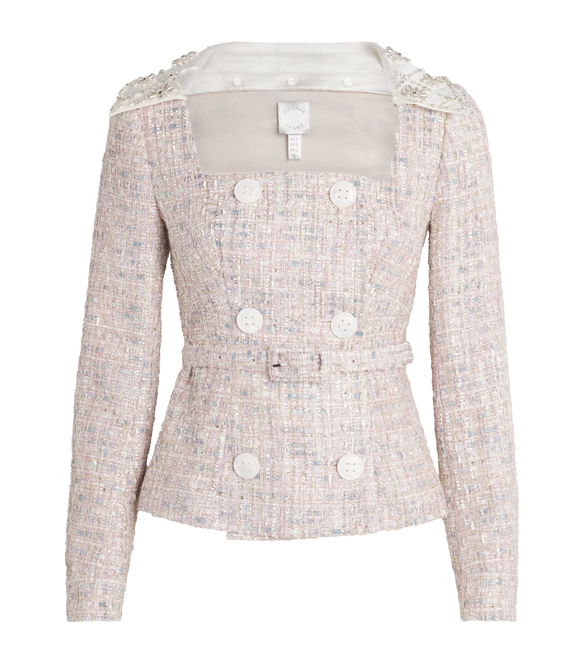 Pink Tweed Embellished Goldie Jacket