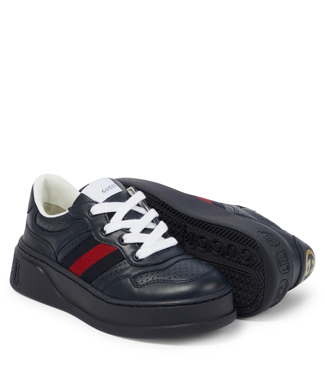 Gucci Kids - حذاء رياضي سميك من الجلد بحرف B