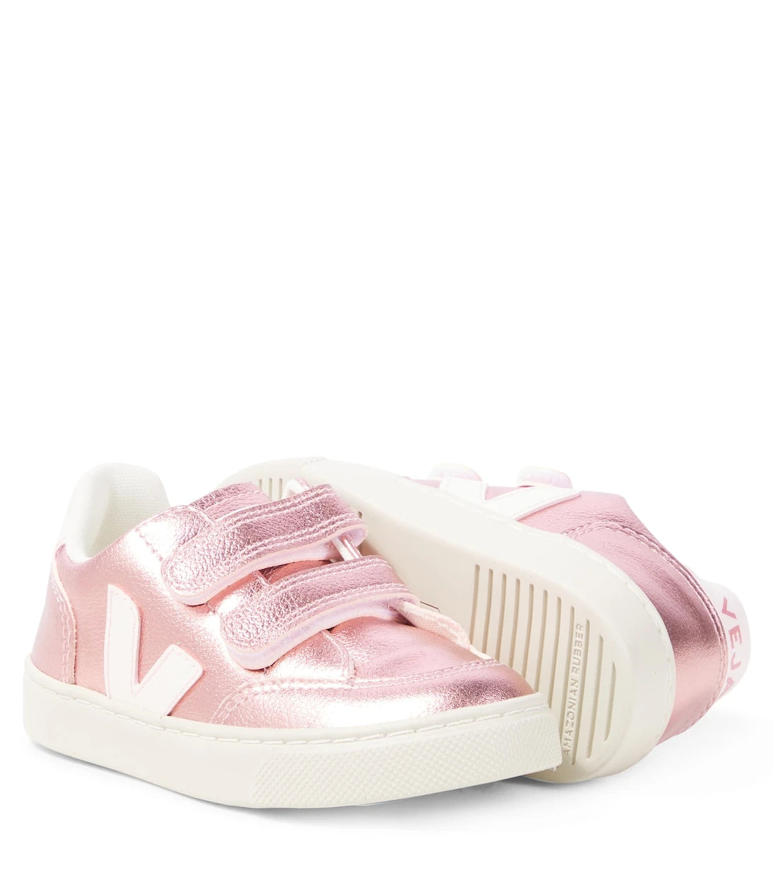 Veja Kids - V-12 metallic leather sneakers
