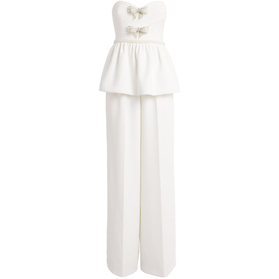 Organza Bow Peplum Jumpsuit WHITE