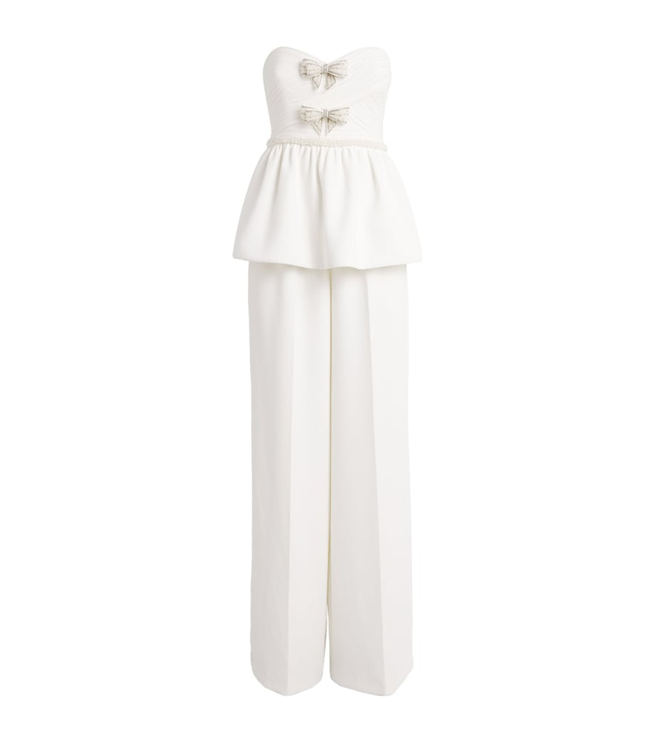 Organza Bow Peplum Jumpsuit WHITE