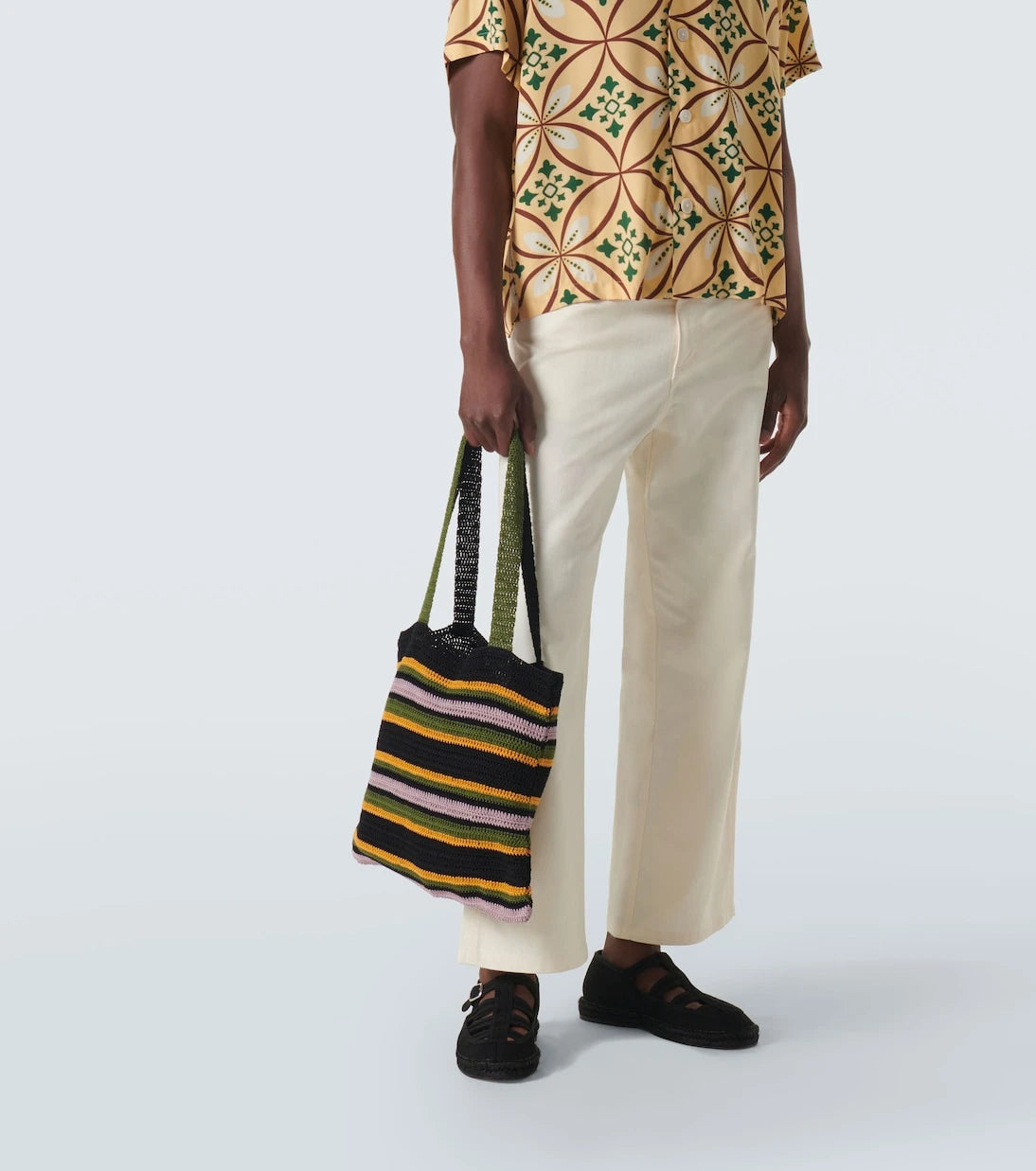 Bode - Harbor Stripe crochet cotton tote bag