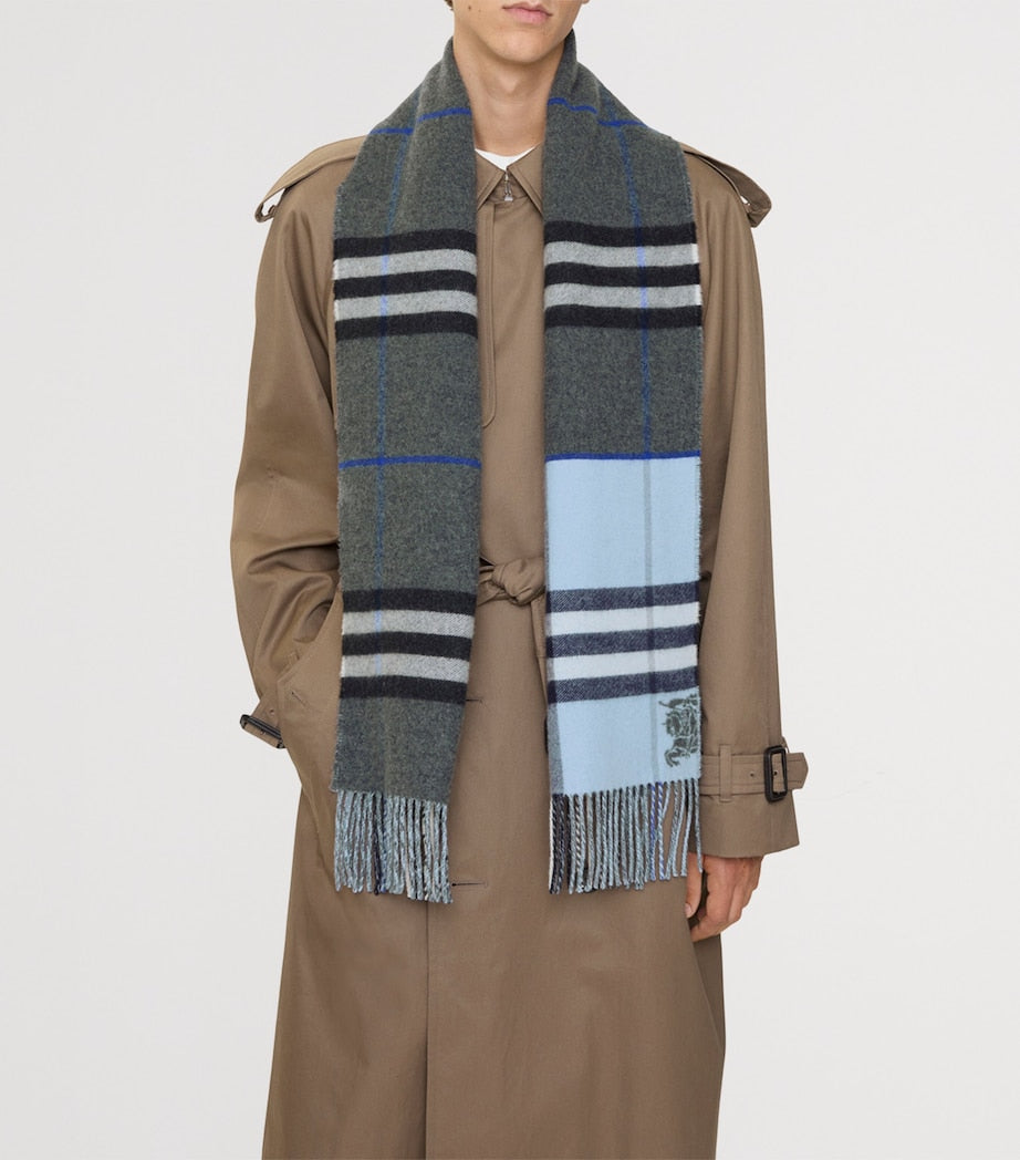 Black Cashmere Contrast Check Scarf