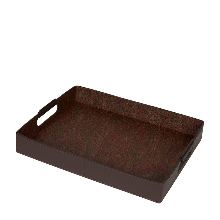 Cotton-Blend and Leather Arnica Rectangular Tray