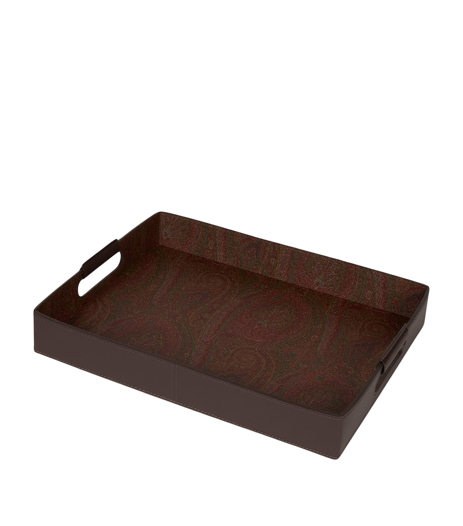 Cotton-Blend and Leather Arnica Rectangular Tray