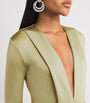 Victoria Beckham Green Long-Sleeve V-Neck Gown