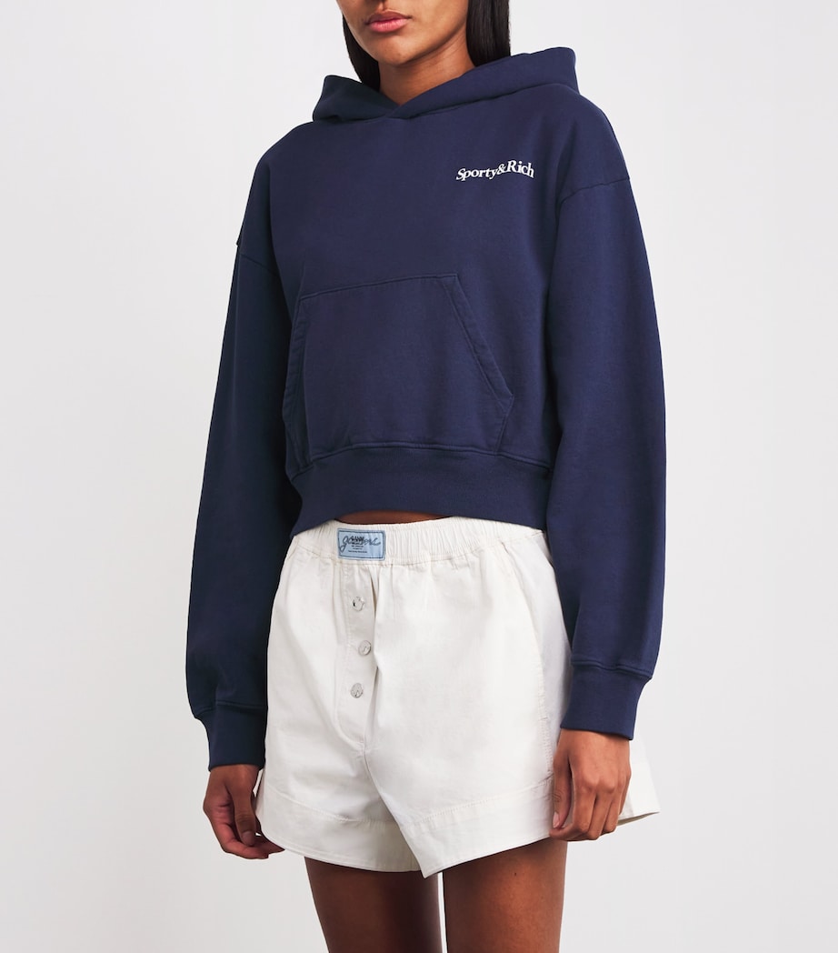Navy Health Is Wealth Cropped Hoodie