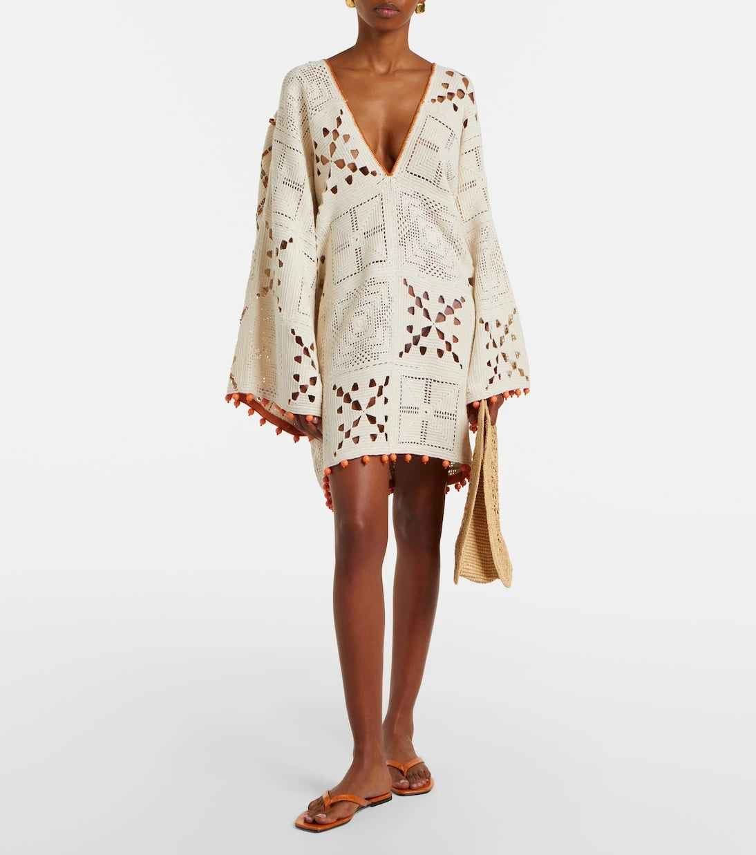 Alémais - Marva beaded crochet cotton minidress