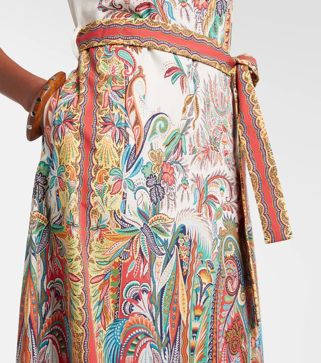 Etro - فستان ماكسي قطني مطبوع بحزام