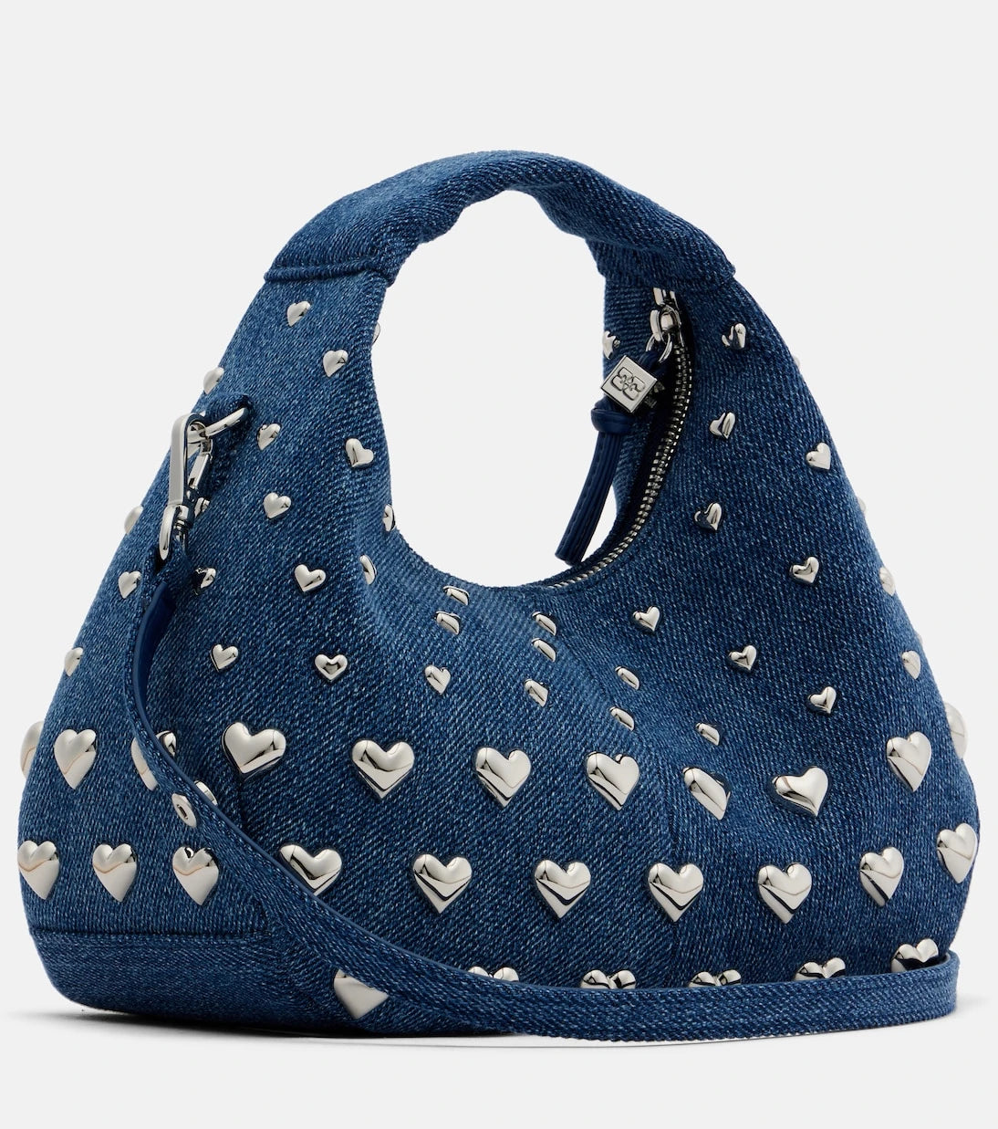 Ganni - Mini studded denim top-handle bag