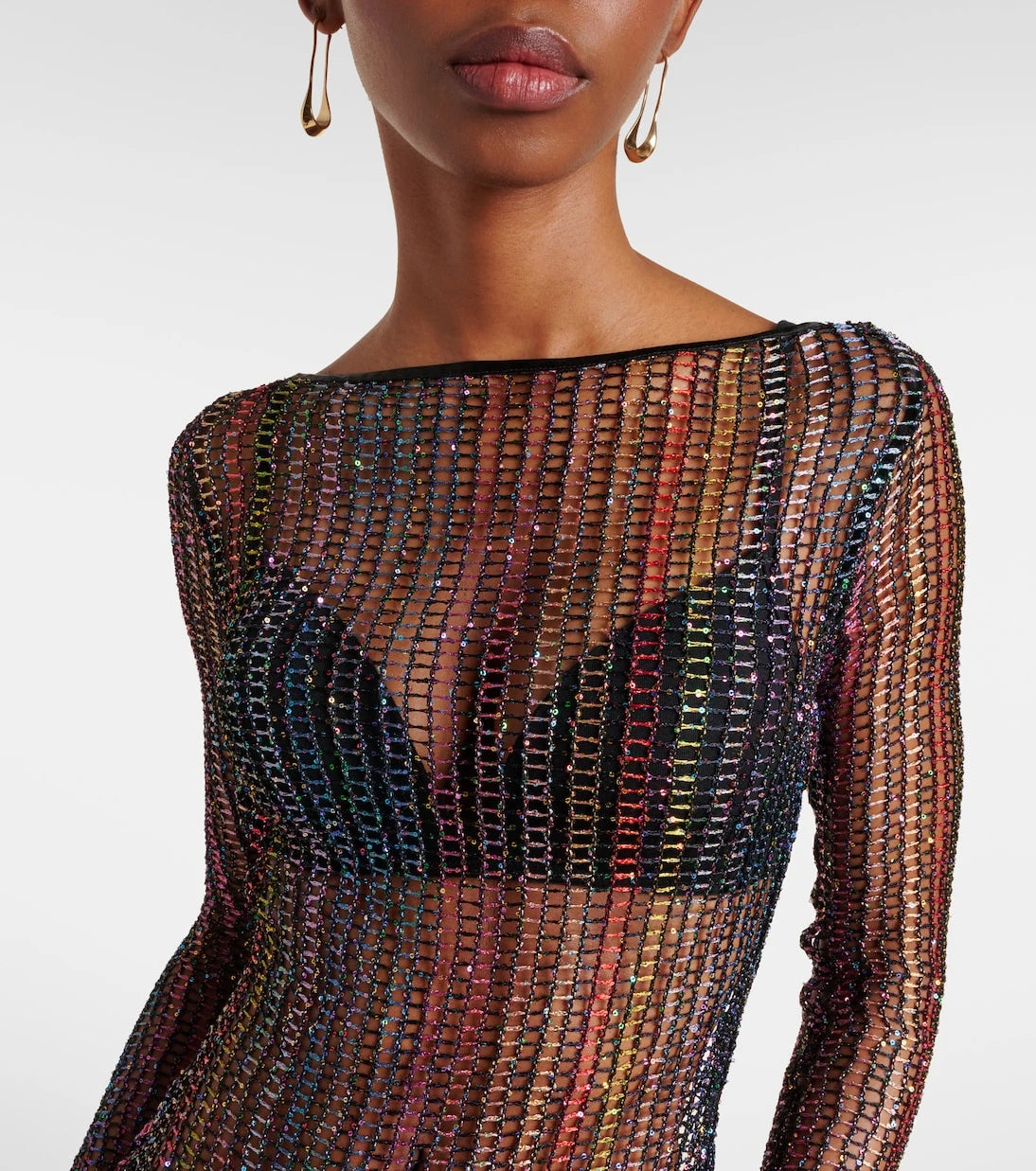 Missoni - فستان طويل مكشوف الظهر بقصة شفافة