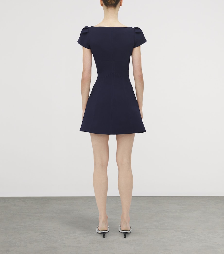 McQueen Blue Wool-Blend Mini Dress
