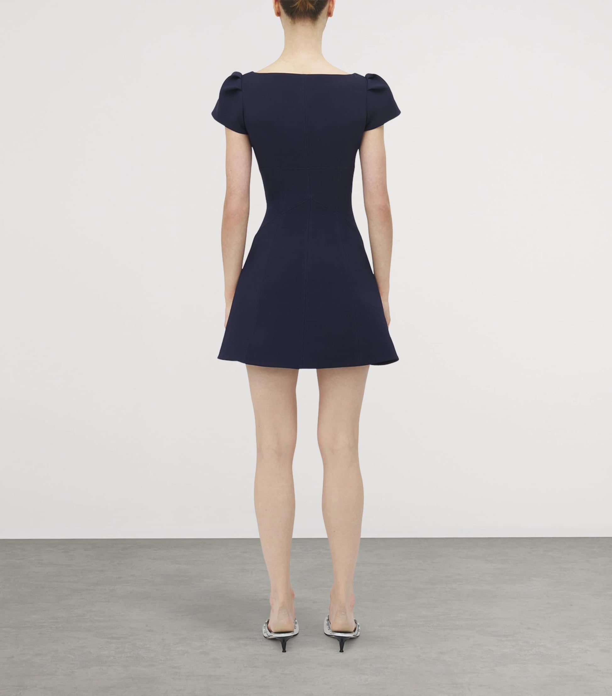 Blue Wool-Blend Mini Dress