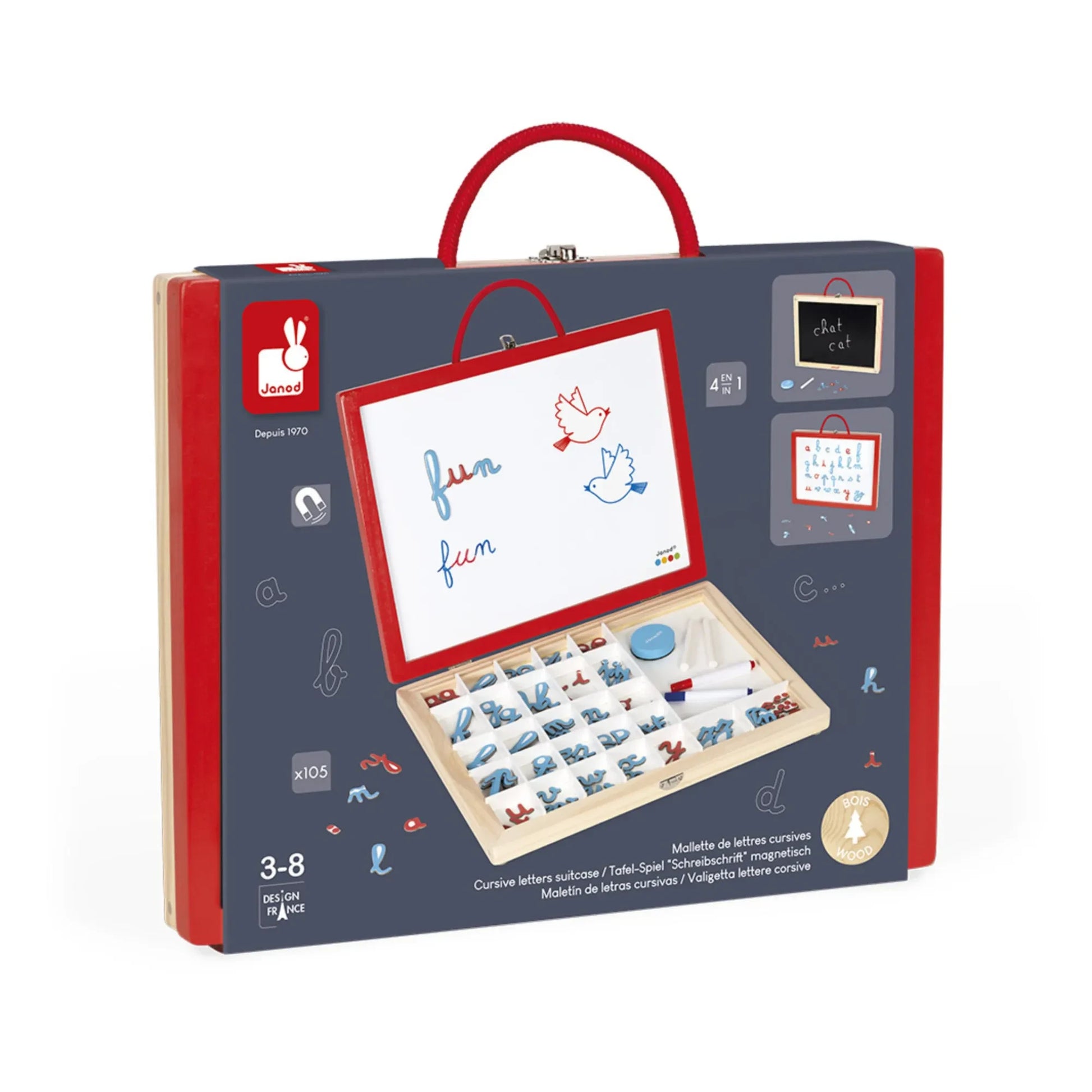 Janod - 4 in 1 Cursive Letters Case