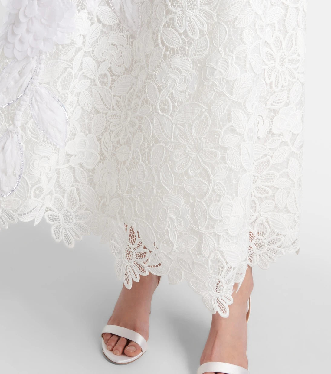 Costarellos - Floral-appliqué lace gown