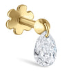 Maria Tash Yellow Gold Floating Pear Diamond Charm Threaded Stud Earring (4mm)