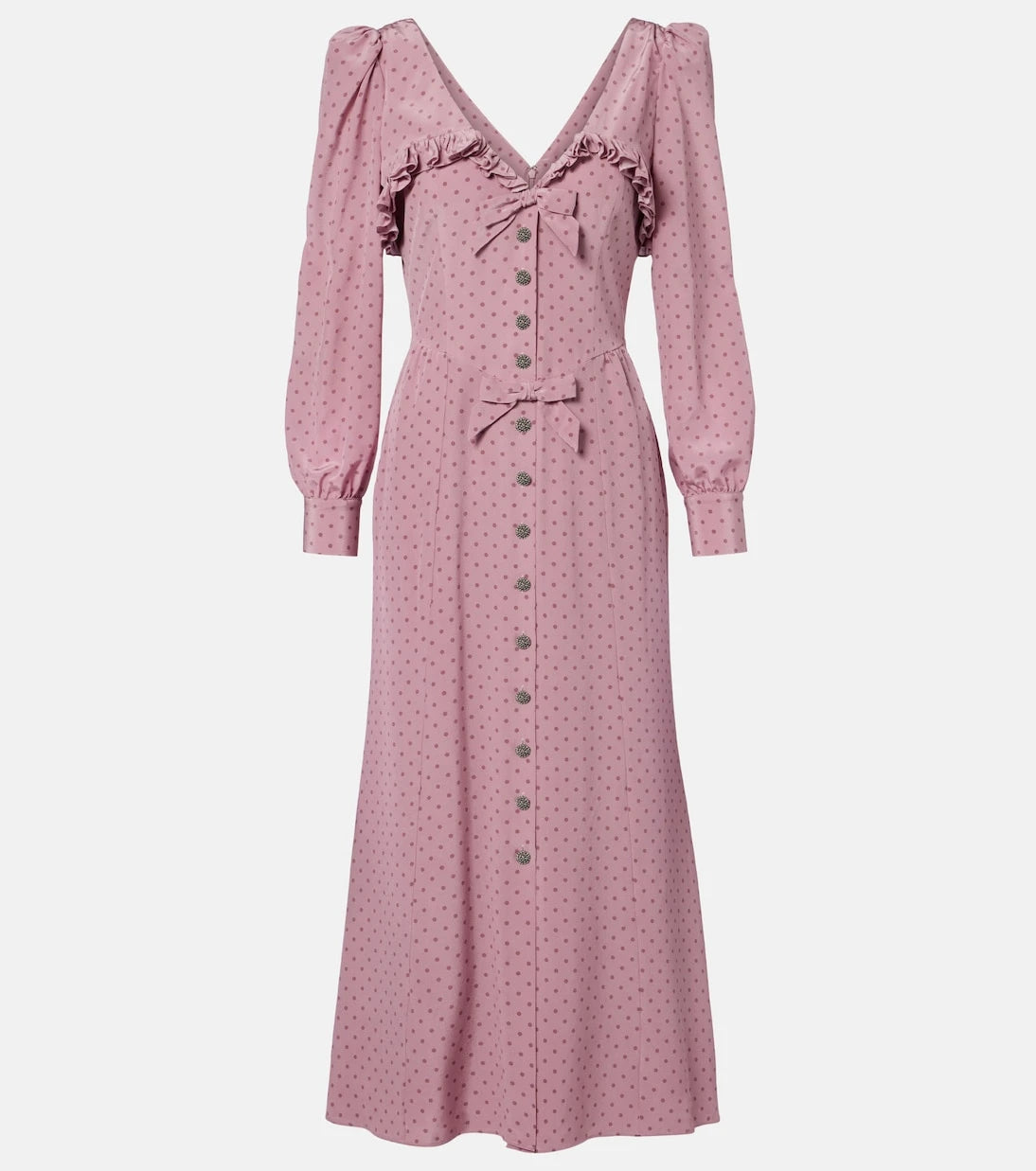 Alessandra Rich - Polka-dot ruffled silk midi dress