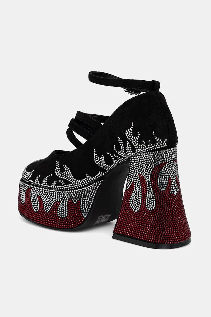 Koi Footwear Kalın Topuklu Blazed Flames Strappy Heels