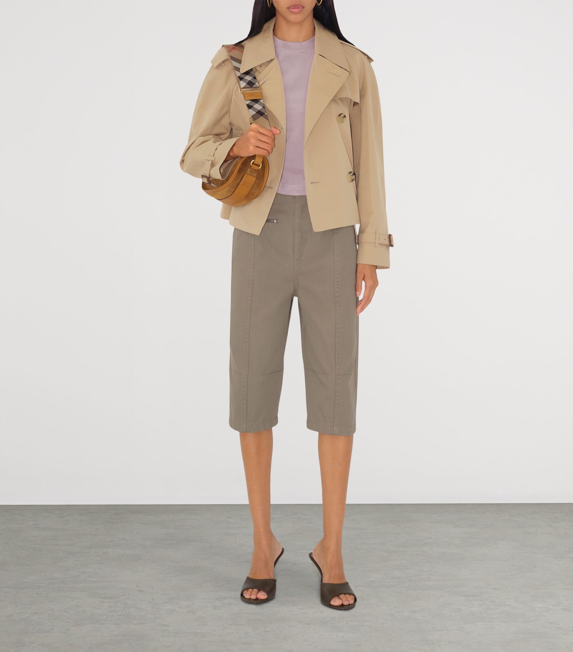 Burberry Beige Suede B Clip Shoulder Bag