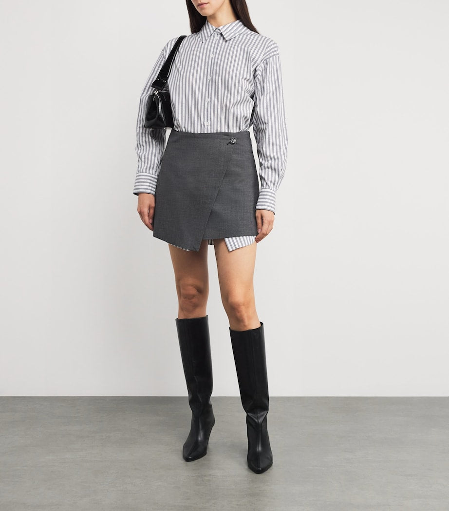 Stripe Shirt-Skirt Hybrid Mini Dress