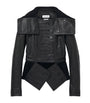 Black Exaggerated Buttonhole Leather Jacket