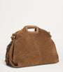 Maje Brown Suede Miss M Shoulder Bag