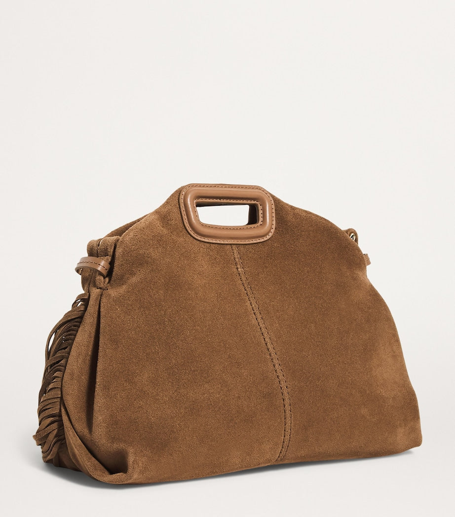 Maje Brown Suede Miss M Shoulder Bag