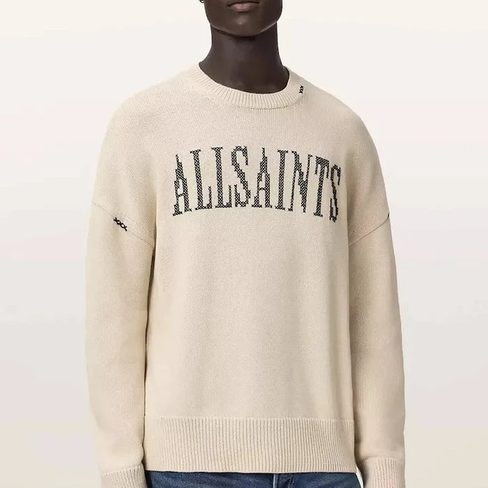 AllSaints erkek pamuklu oversize sweatshirt CROSSED