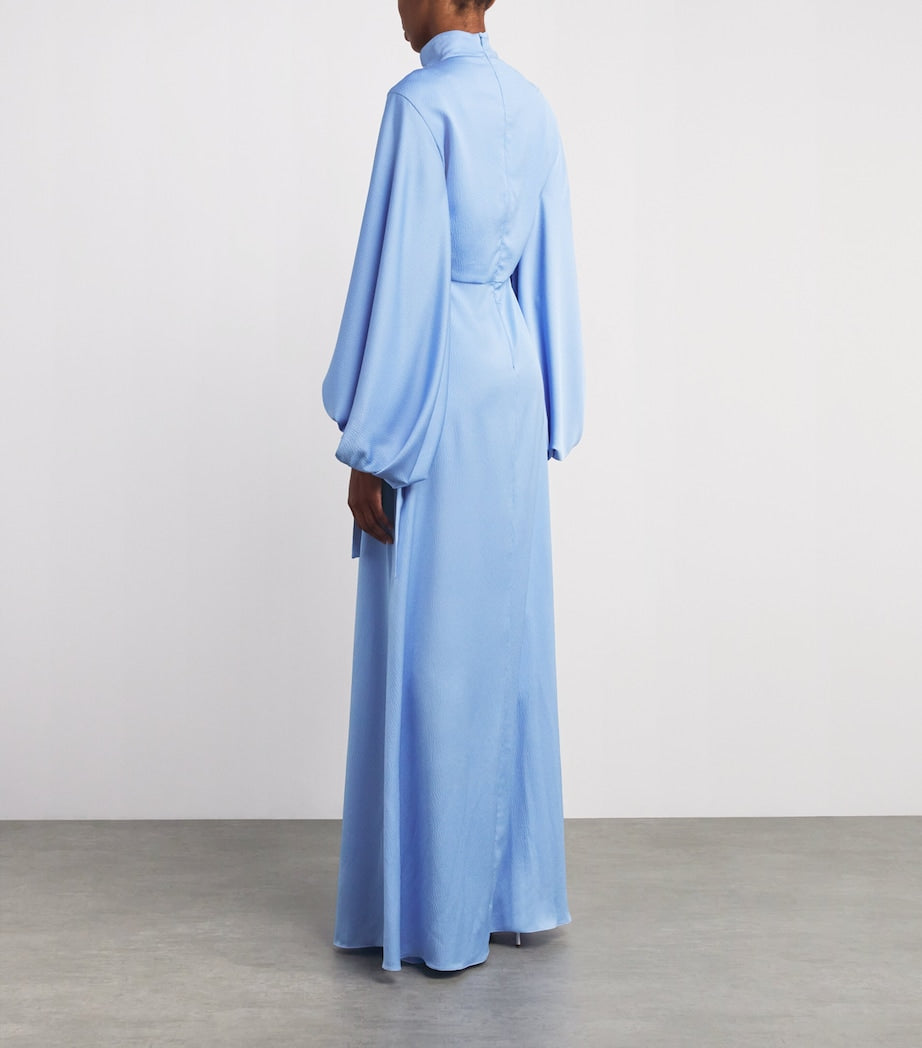 Blue Charmeuse Crinkle Cristo Gown