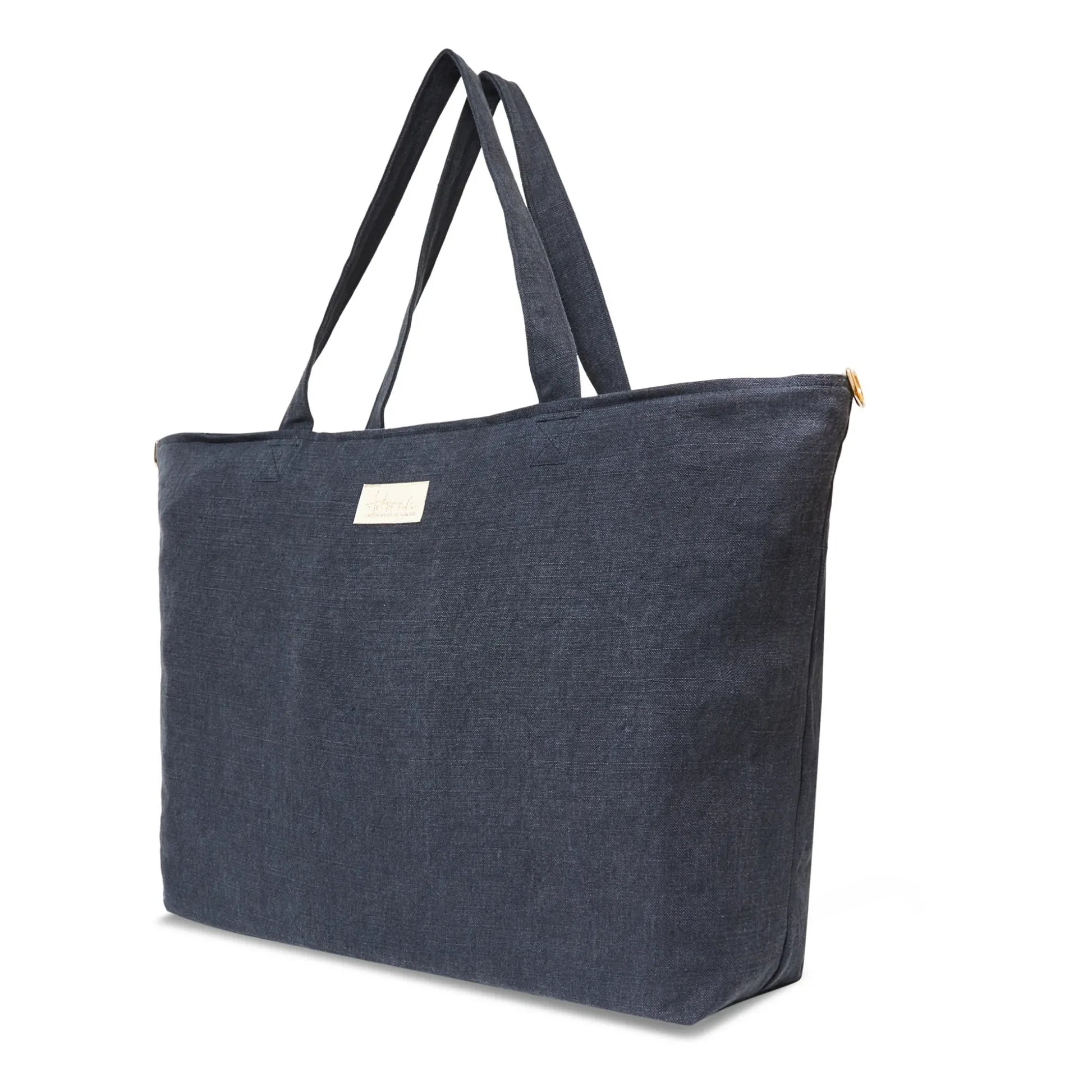 Adorna - Caroline Linen Weekend Bag | Navy blue