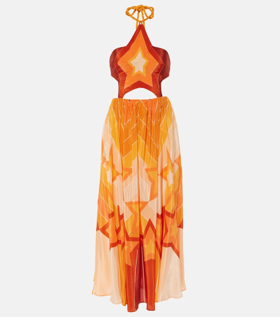 Farm Rio - Gradient Stripes cutout midi dress