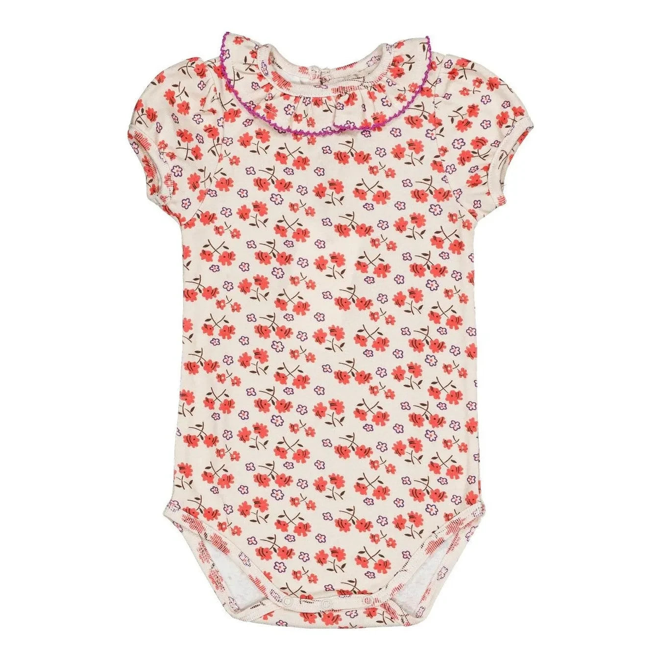 Hello Simone - Perrine Flowered Organic Cotton Bodysuit | White