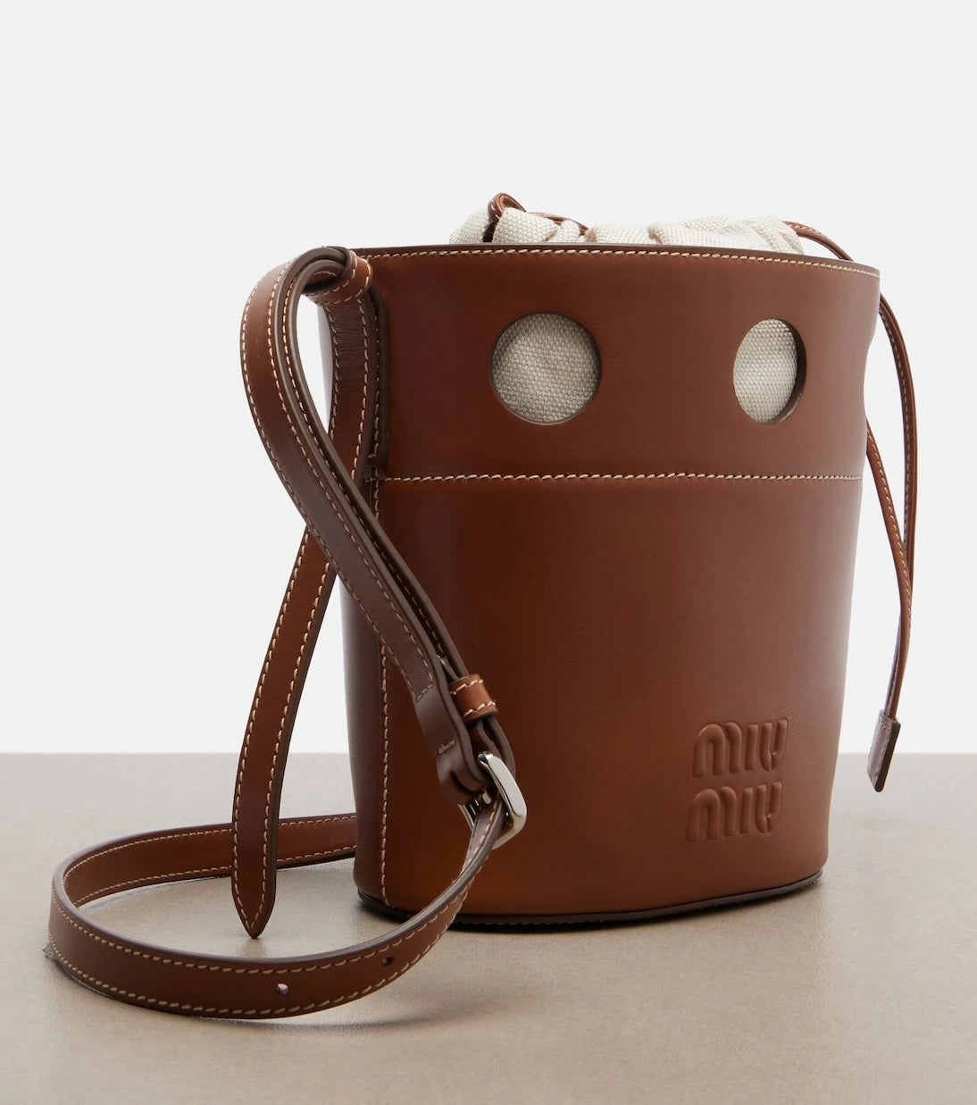 Miu Miu - Perforated leather bucket bag