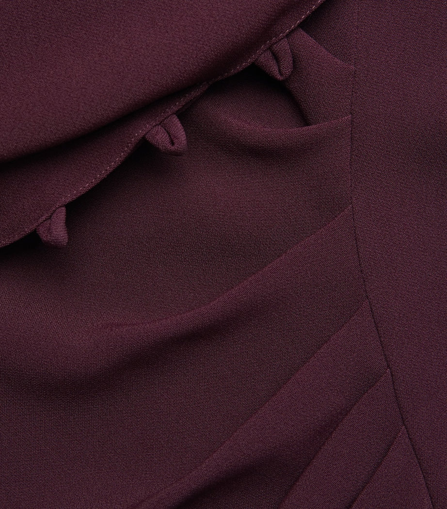 Victoria Beckham Burgundy Satin Rouleaux Midi Dress