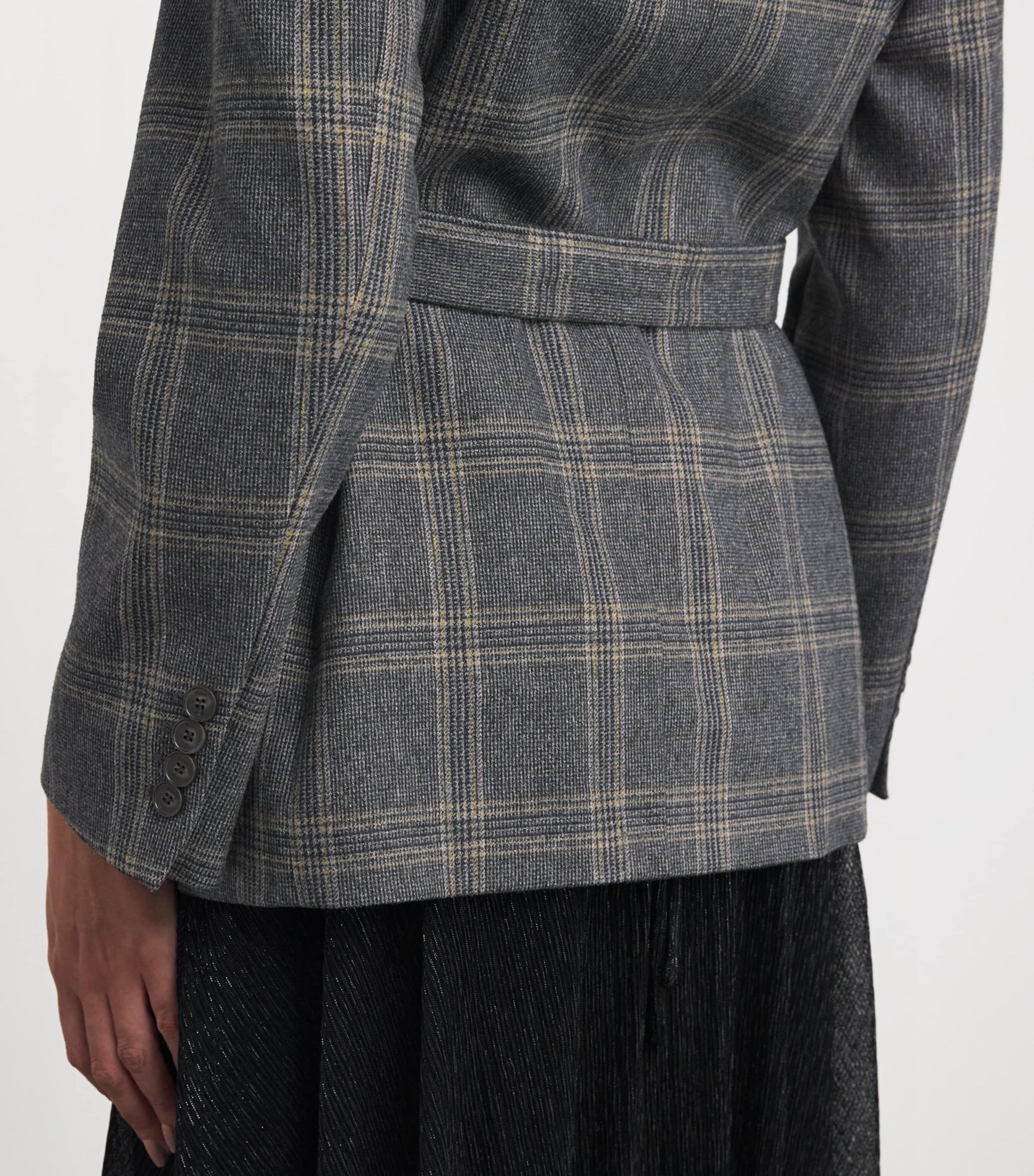 Maje Black Belted Single-Breasted Blazer