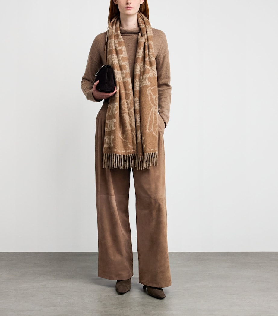 Brown Suede Lambskin Wide-Leg Trousers