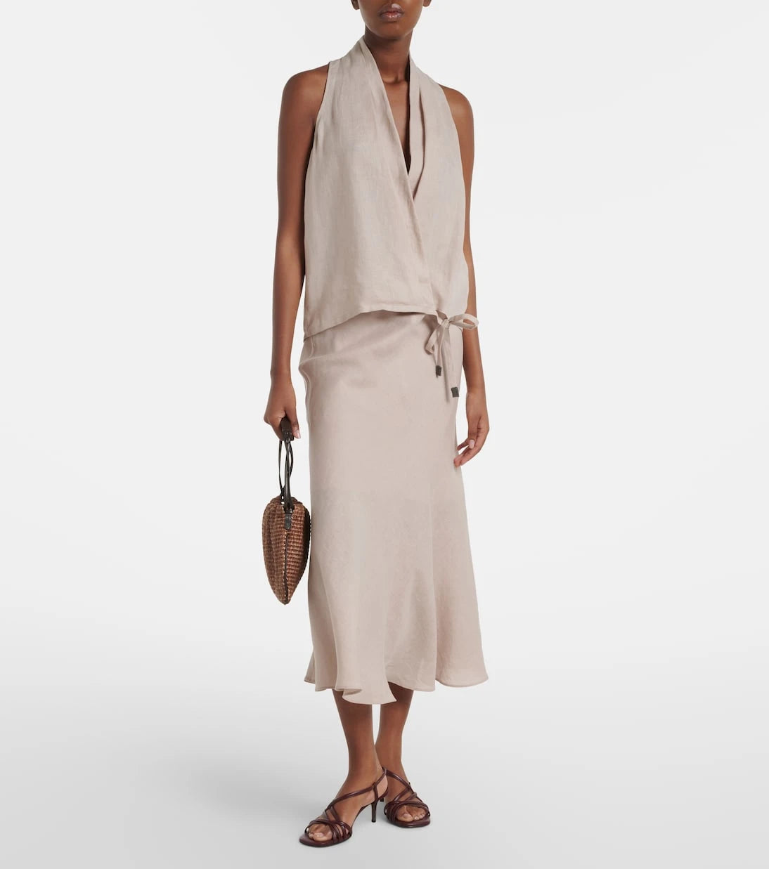 Brunello Cucinelli - Linen midi skirt