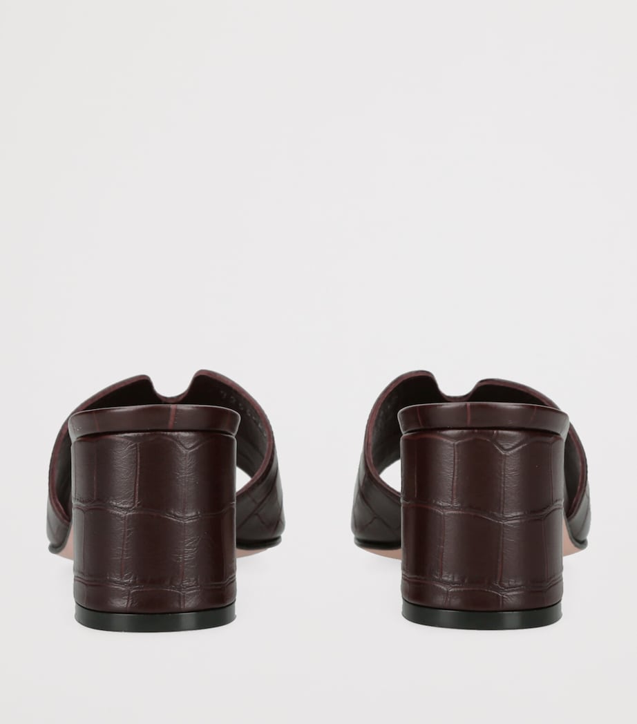 Leather Croc-Embossed Arles Mules WINE