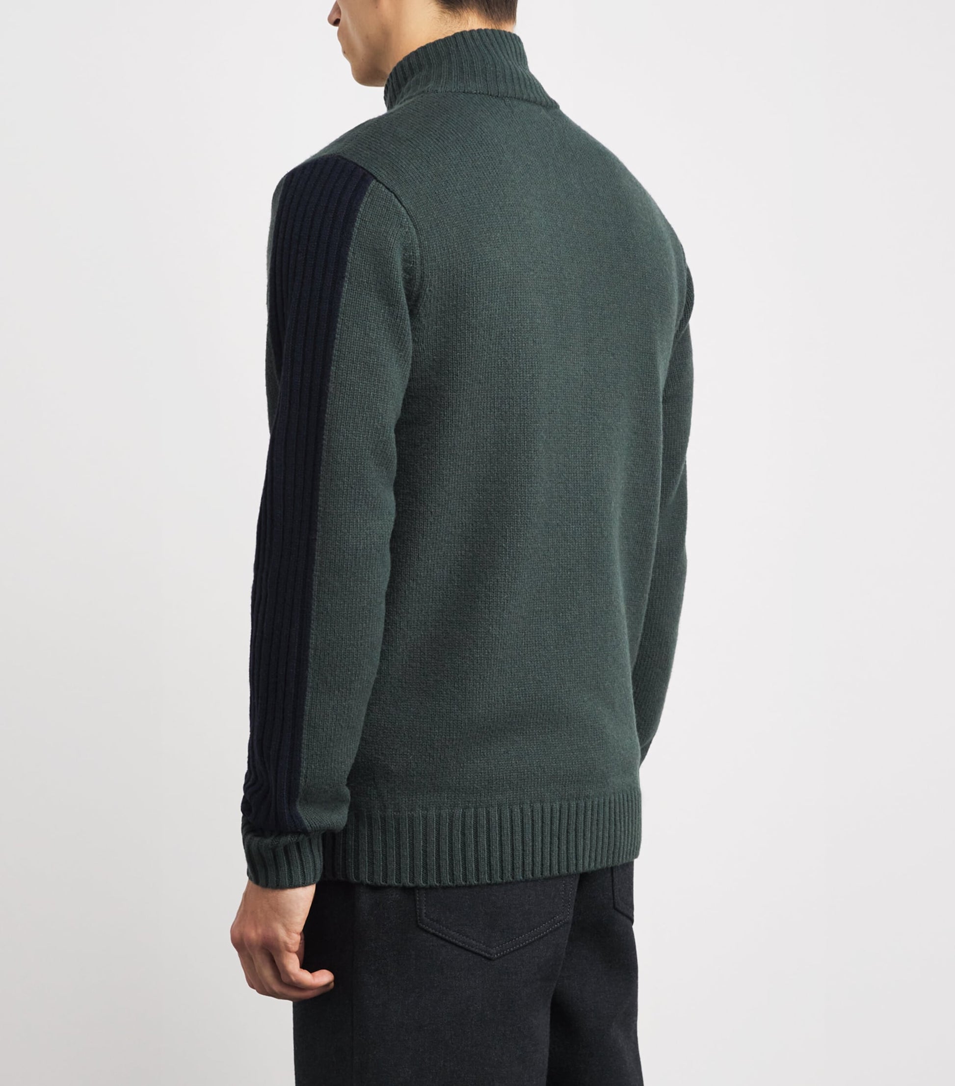 Fred Perry Green Cotton-Wool Zip-Up Cardigan
