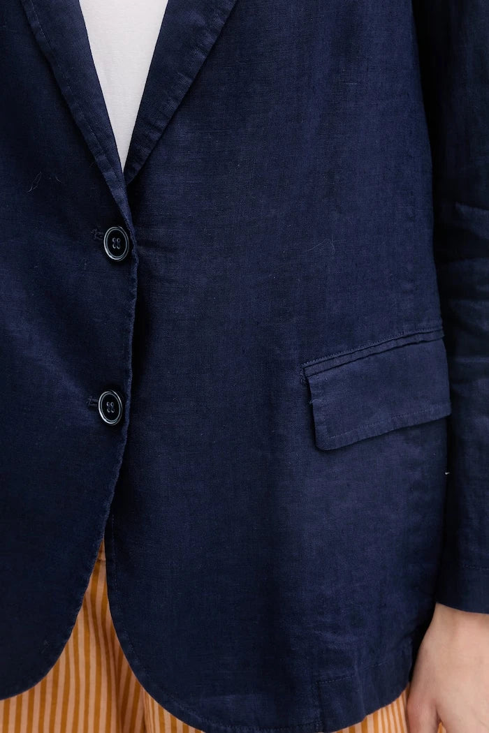 United Colors of Benetton tek düğmeli kadın keten blazer