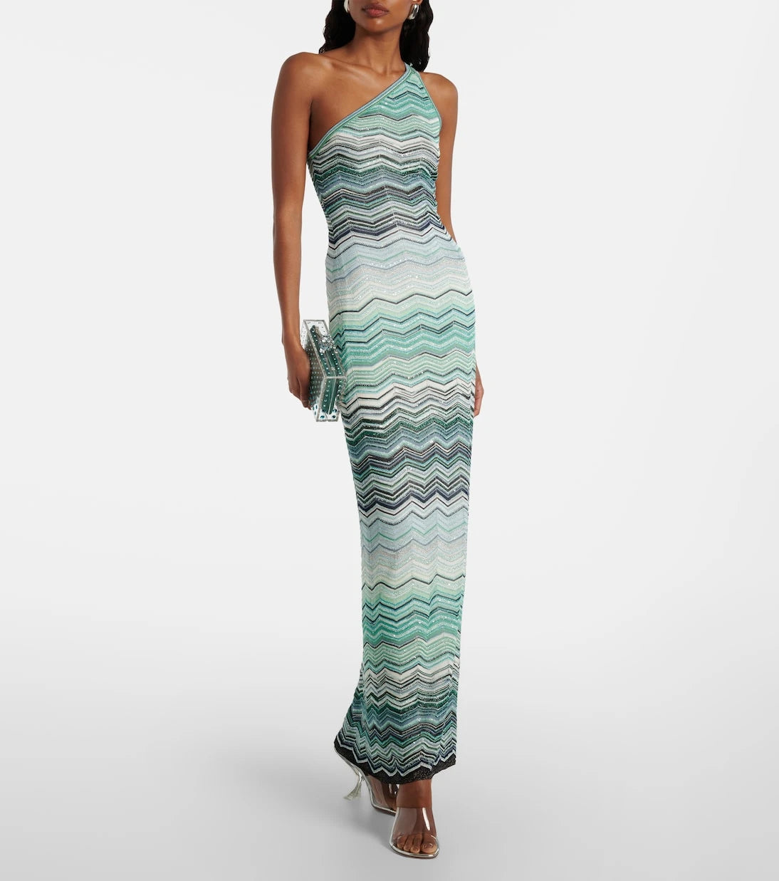Missoni - Zigzag one-shoulder lamé maxi dress
