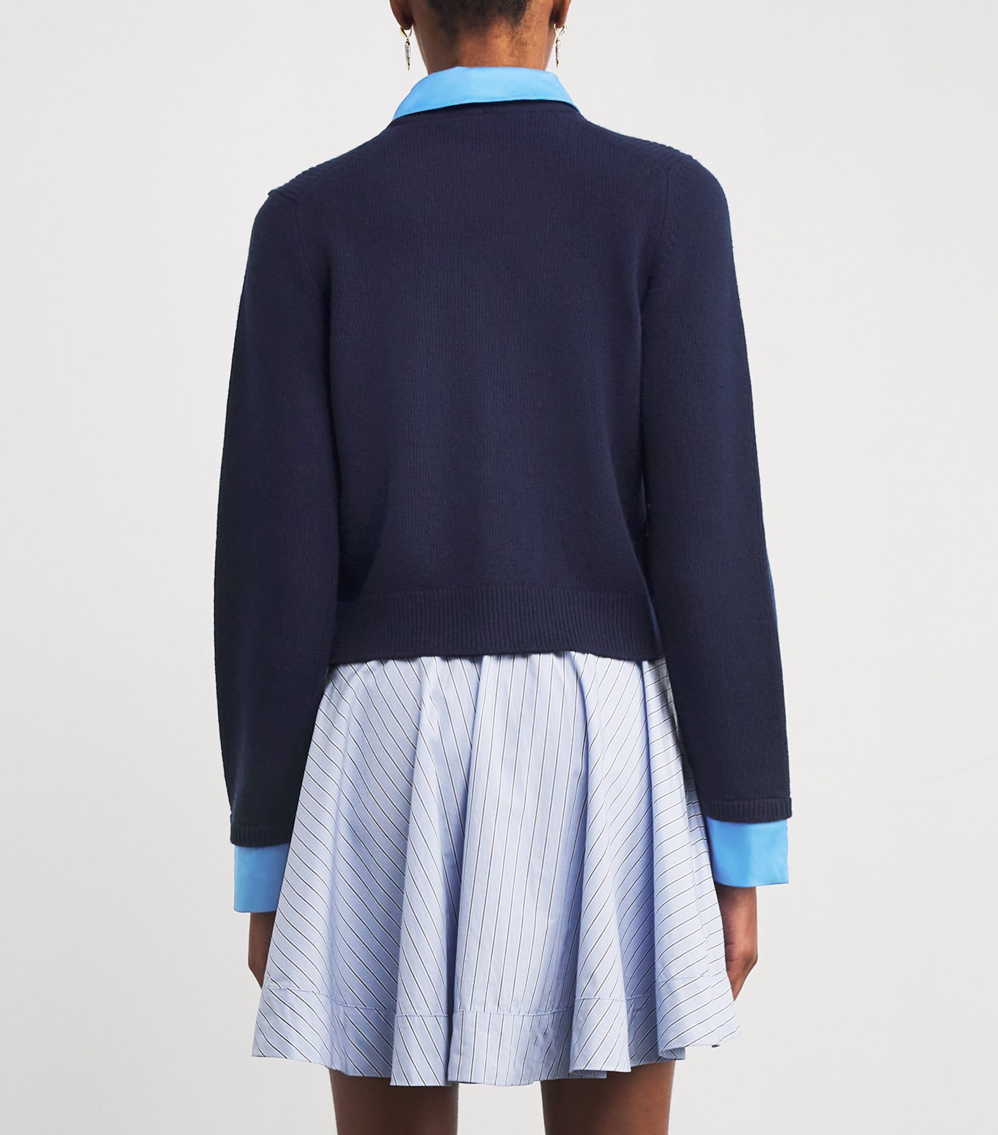 Blue Wool Shirt-Style Cardigan