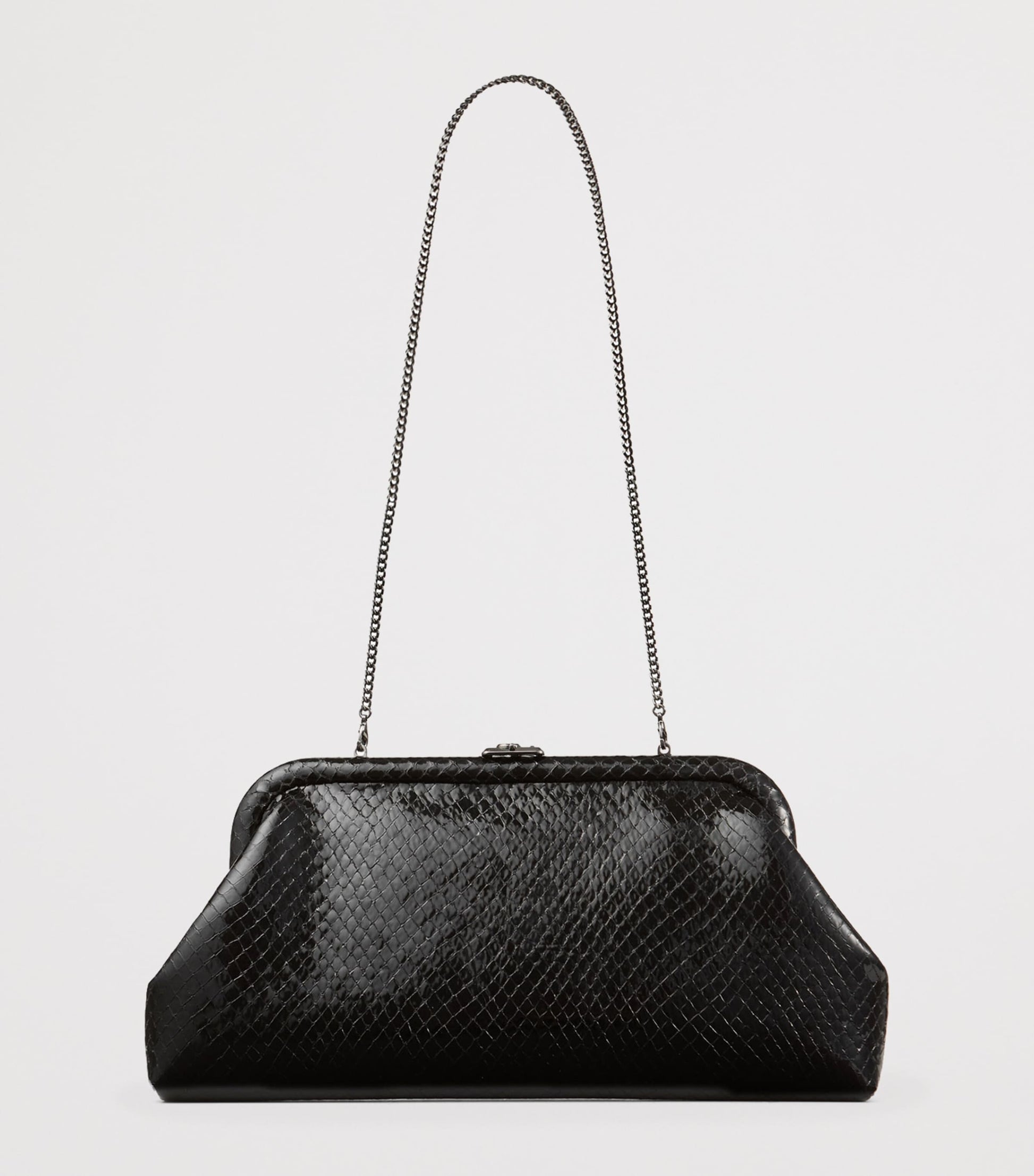 Skylar Snake-Embossed Leather Clutch Bag