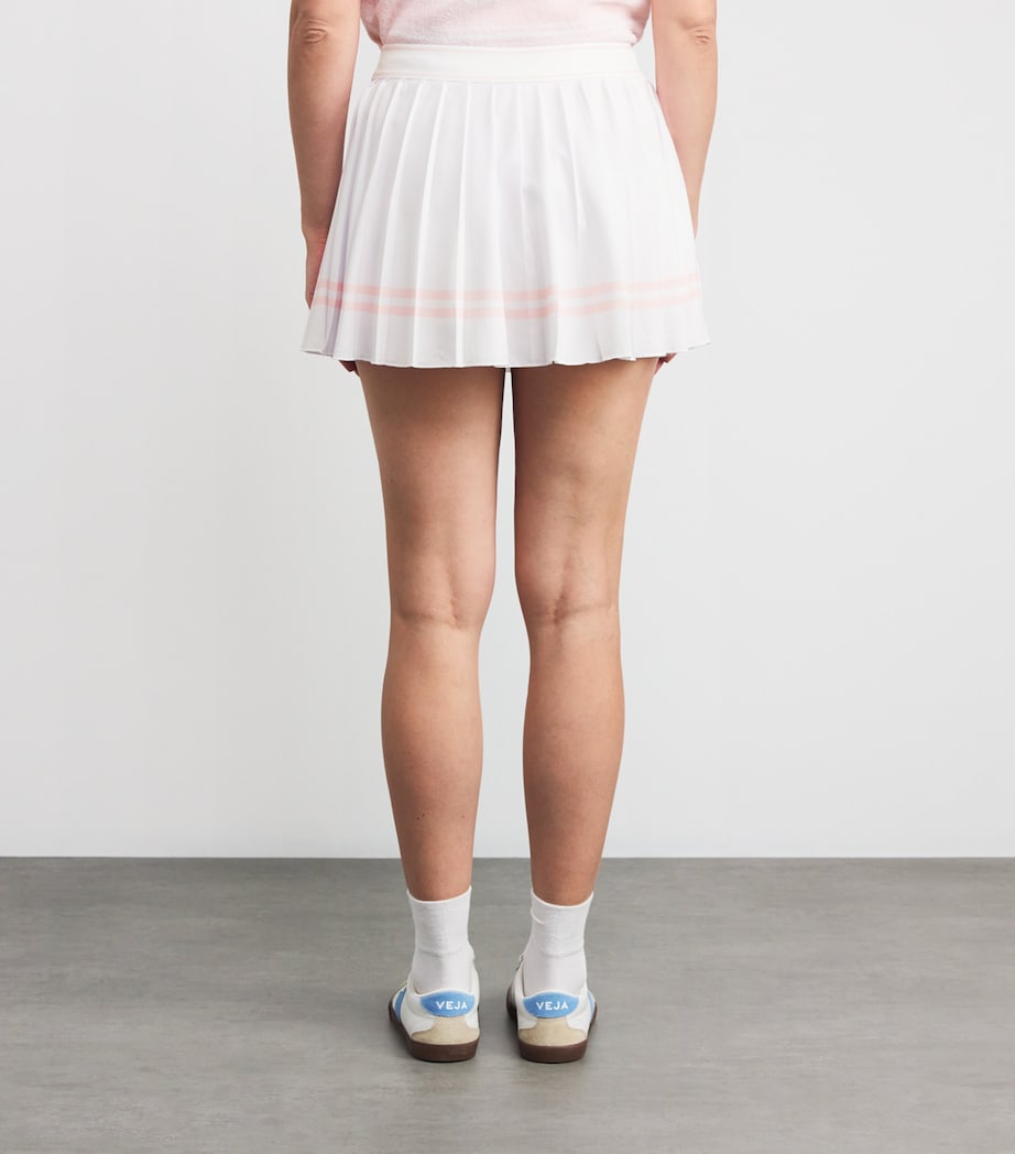 Embroidered Vendome Script Pleated Mini Skort WHITE