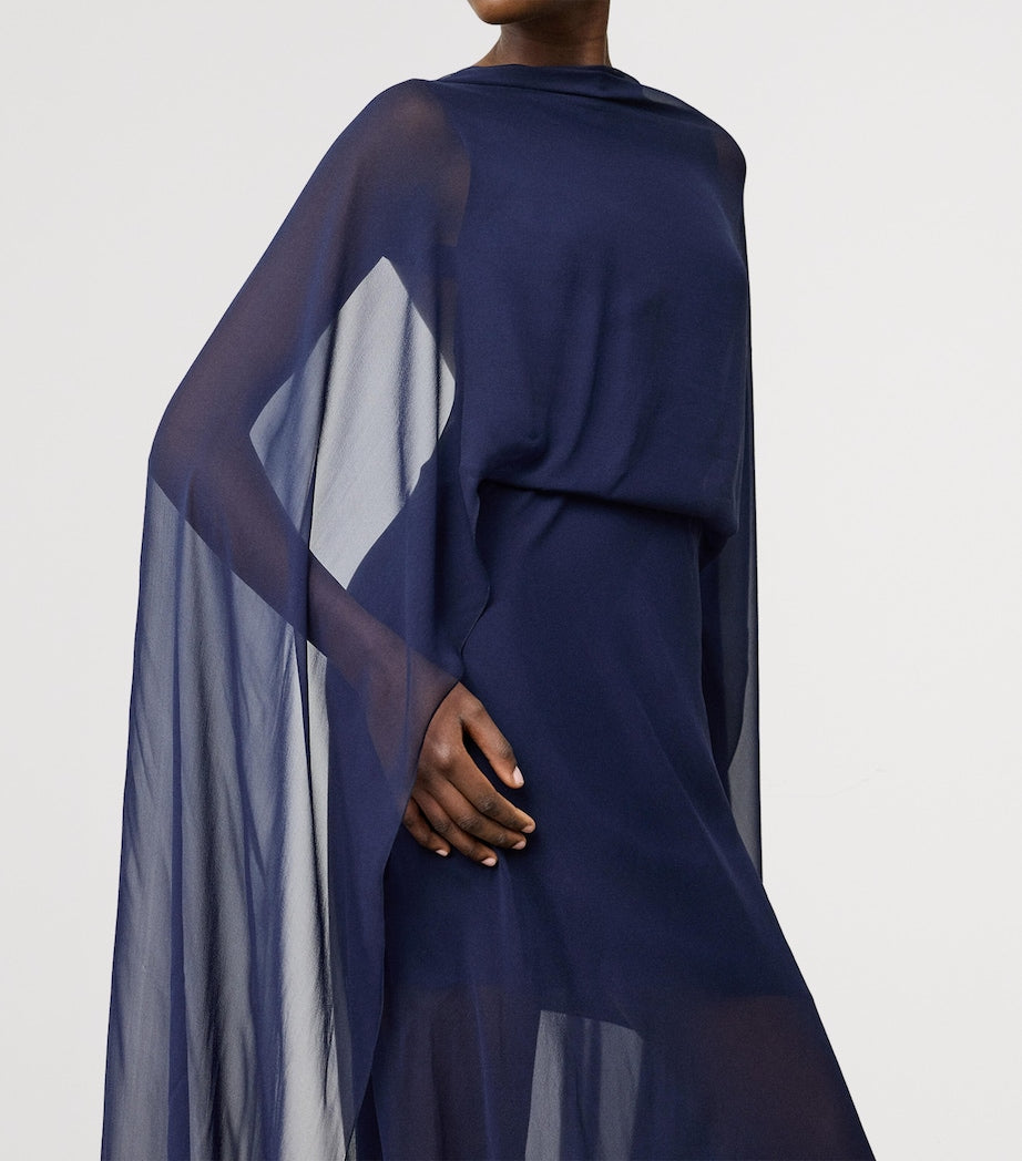 Ralph Lauren Collection Navy Silk Georgette Dylon Dress