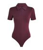 Good American Purple Scuba Collared Bodysuit